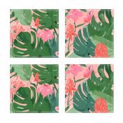 tropical floral - coral & pink