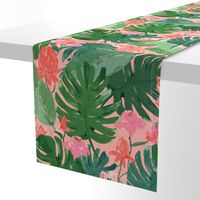 tropical floral - coral & pink