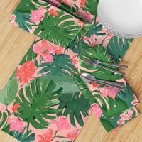 tropical floral - coral & pink