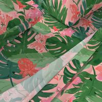 tropical floral - coral & pink