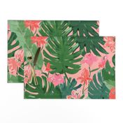 tropical floral - coral & pink