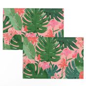 tropical floral - coral & pink