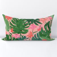 tropical floral - coral & pink