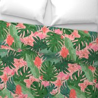 tropical floral - coral & pink