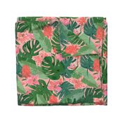 tropical floral - coral & pink