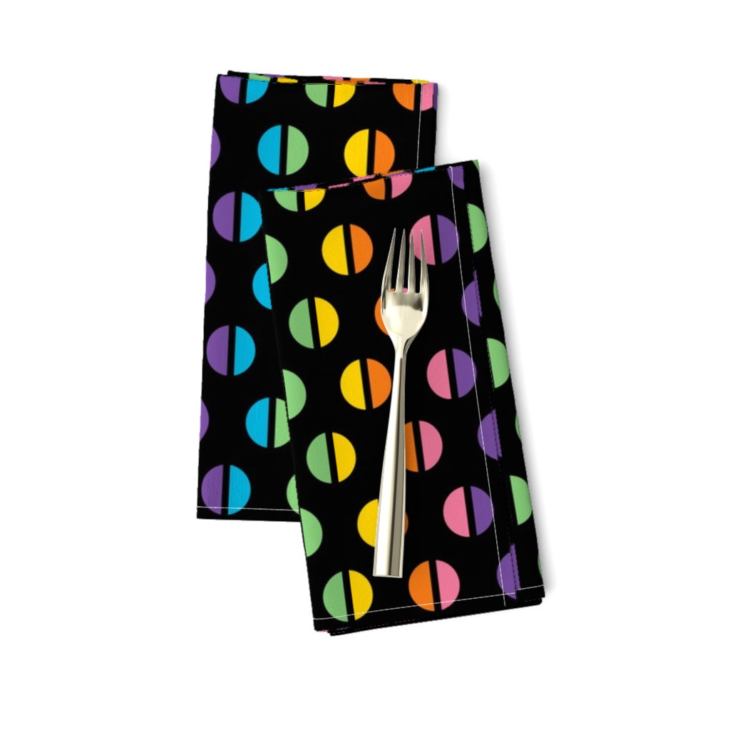 1960s Rainbow Split Polka Dots on Black REV