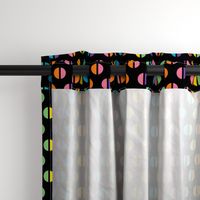 1960s Rainbow Split Polka Dots on Black REV