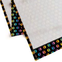 1960s Rainbow Split Polka Dots on Black REV