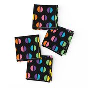 1960s Rainbow Split Polka Dots on Black REV