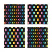 1960s Rainbow Split Polka Dots on Black REV