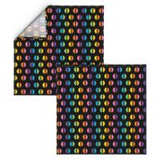 1960s Rainbow Split Polka Dots on Black REV