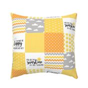 You Are My Sunshine - Yellow, Orange, Grey - Wholecloth Cheater Quilt