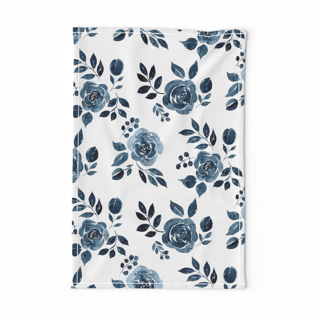 Watercolor Floral Pattern No. 6 - Navy Blue Roses 150 dpi 2