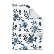 Watercolor Floral Pattern No. 6 - Navy Blue Roses 150 dpi 2