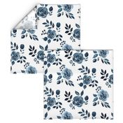 Watercolor Floral Pattern No. 6 - Navy Blue Roses 150 dpi 2