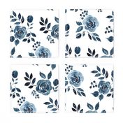 Watercolor Floral Pattern No. 6 - Navy Blue Roses 150 dpi 2