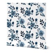 Watercolor Floral Pattern No. 6 - Navy Blue Roses 150 dpi 2