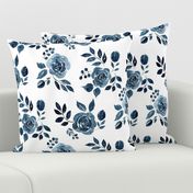 Watercolor Floral Pattern No. 6 - Navy Blue Roses 150 dpi 2