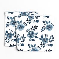 Watercolor Floral Pattern No. 6 - Navy Blue Roses 150 dpi 2