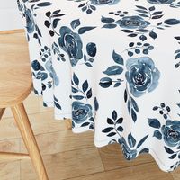 Watercolor Floral Pattern No. 6 - Navy Blue Roses 150 dpi 2