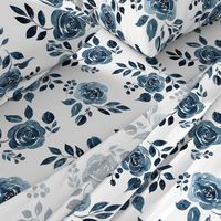 Watercolor Floral Pattern No. 6 - Navy Blue Roses 150 dpi 2