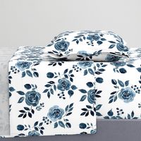 Watercolor Floral Pattern No. 6 - Navy Blue Roses 150 dpi 2