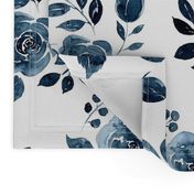 Watercolor Floral Pattern No. 6 - Navy Blue Roses 150 dpi 2