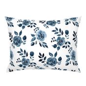 Watercolor Floral Pattern No. 6 - Navy Blue Roses 150 dpi 2