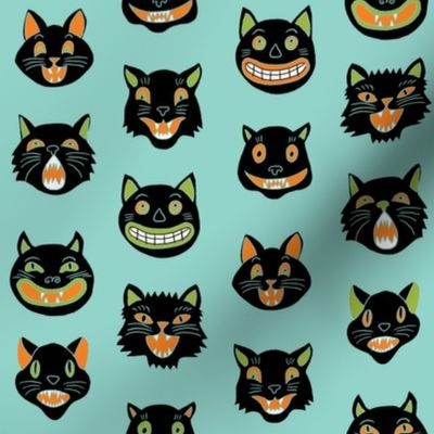 halloween cat mask // cats, cat, spooky, scary, halloween fabric, black cat fabric - colors
