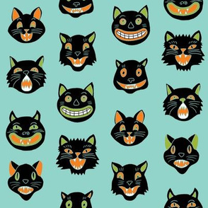 halloween cat mask // cats, cat, spooky, scary, halloween fabric, black cat fabric - colors