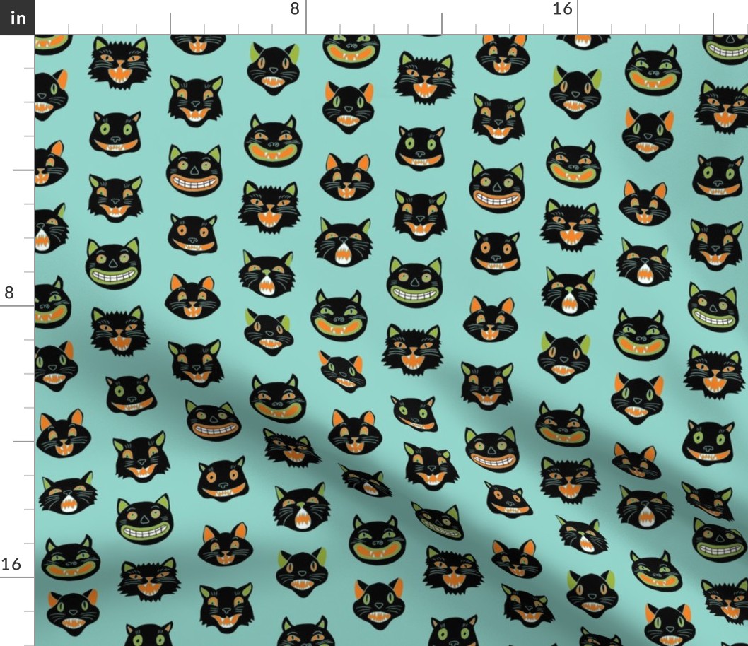 halloween cat mask // cats, cat, spooky, scary, halloween fabric, black cat fabric - colors