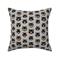 halloween cat mask // cats, cat, spooky, scary, halloween fabric, black cat fabric - grey