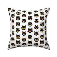 halloween cat mask // cats, cat, spooky, scary, halloween fabric, black cat fabric - white