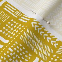 Modern minimal mudcloth aztec patchwork geometric hand drawn ink shapes ochre yellow summer