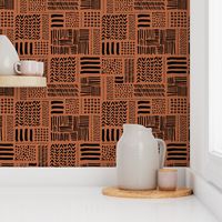 Modern minimal mudcloth aztec patchwork geometric hand drawn ink shapes copper black fall autumn