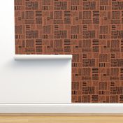 Modern minimal mudcloth aztec patchwork geometric hand drawn ink shapes copper black fall autumn