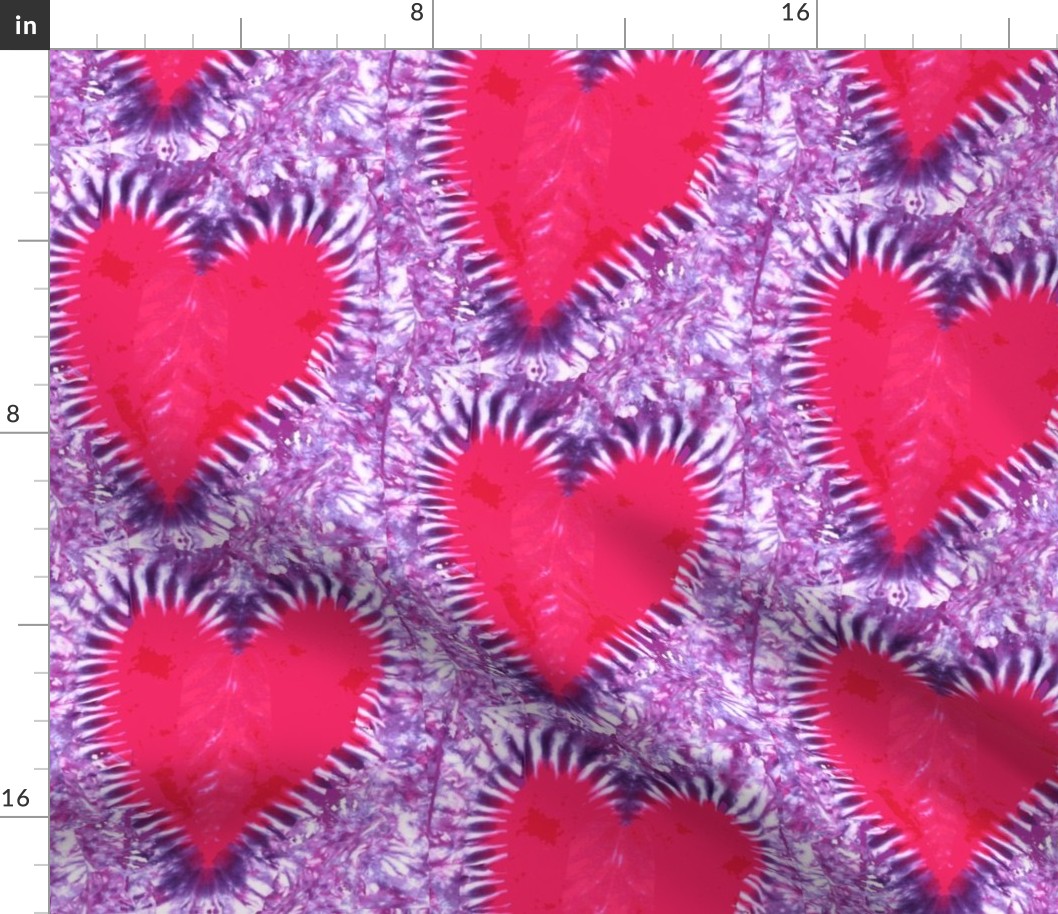 60's groovy tie-dye hearts  (large scale)