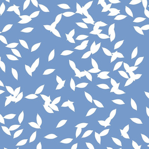 Tossed-white-leaves-on-blue-BG