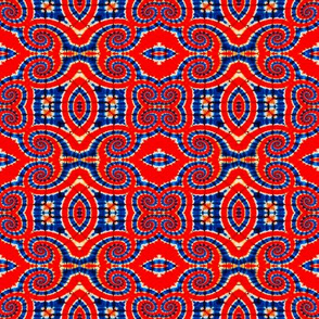 Red & Blue Damask