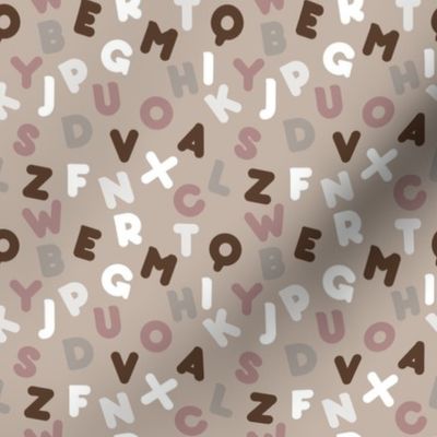 Funny letters seamless pattern brown alphabet kids design
