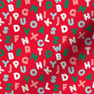 Funny letters seamless pattern red alphabet kids design