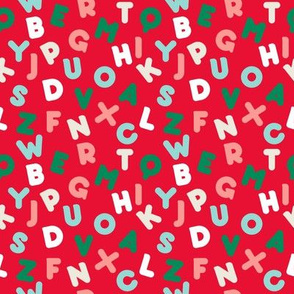 Funny letters seamless pattern red alphabet kids design