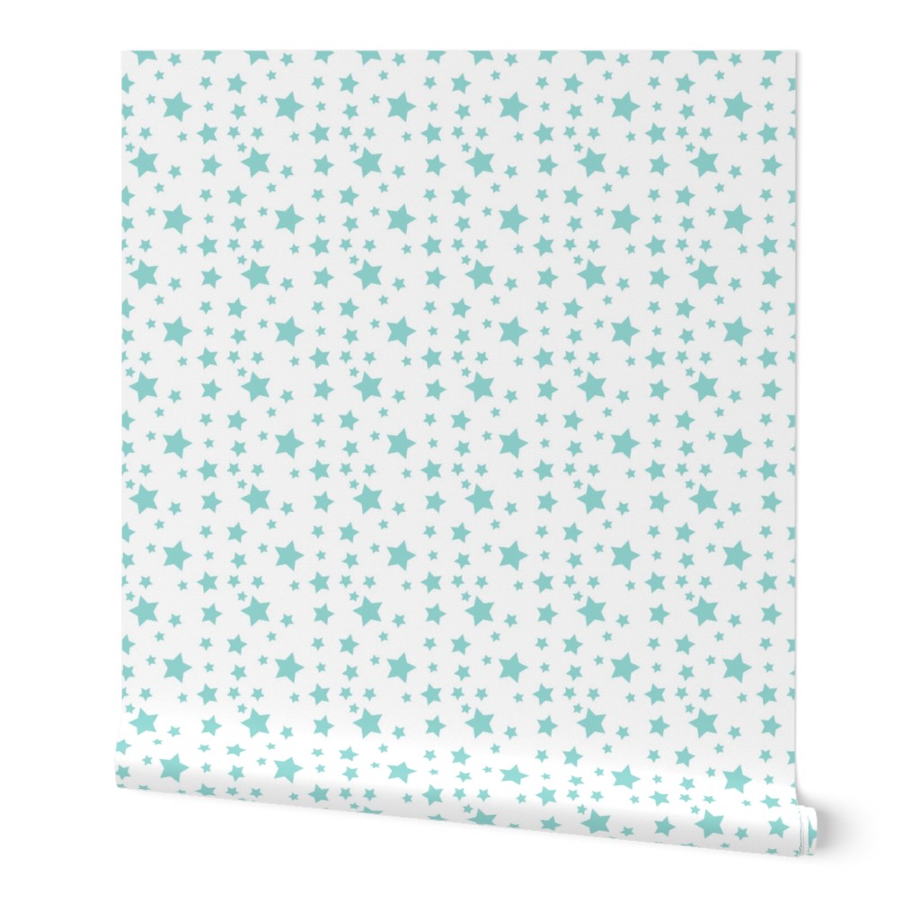 little mint stars seamless pattern