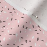 Small Leaves in Black, White, Peony Pink