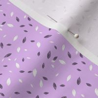 Small Leaves in Black, White on Lilac