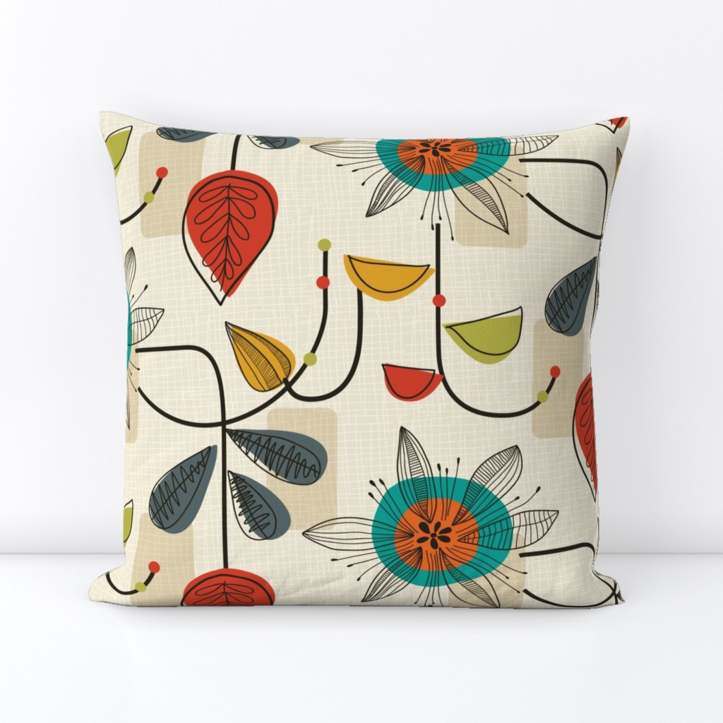 1950's Mid Century Square Throw Pillow Cover | Spoonflower