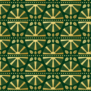 Emerald & Gold Art Deco Fan