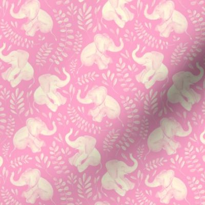 Little Laughing Baby Elephants - monochrome sage soft pink and cream