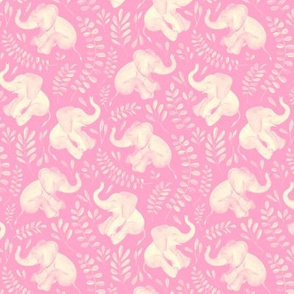 Little Laughing Baby Elephants - monochrome sage soft pink and cream