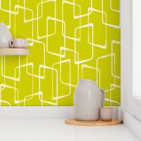 Retro Geometric Shapes Pattern in Lime Green